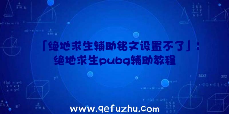 「绝地求生辅助铭文设置不了」|绝地求生pubg辅助教程